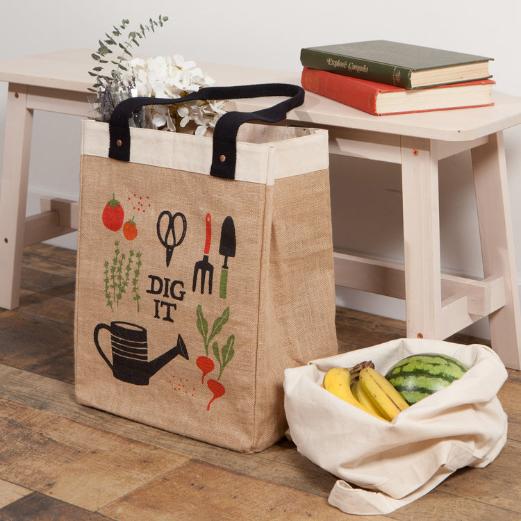 Garden Dig It Shopping Tote Laminated Lining