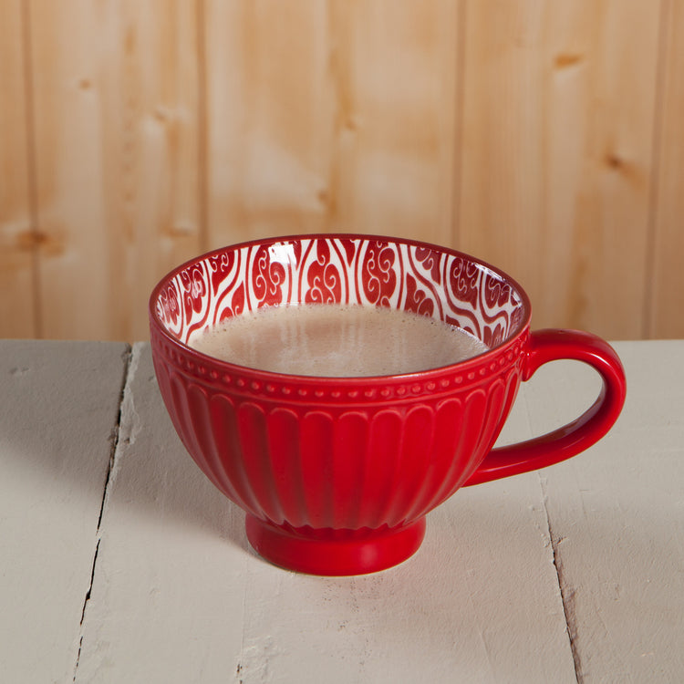 Carmine Stamped Latte Mug