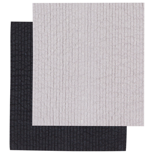 Pebble Gray and Black Sponge Cloths Set of 2
