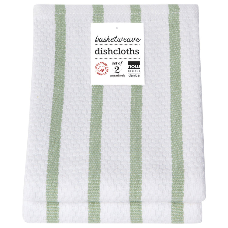 Basketweave Sage Green Dishcloths Set of 2