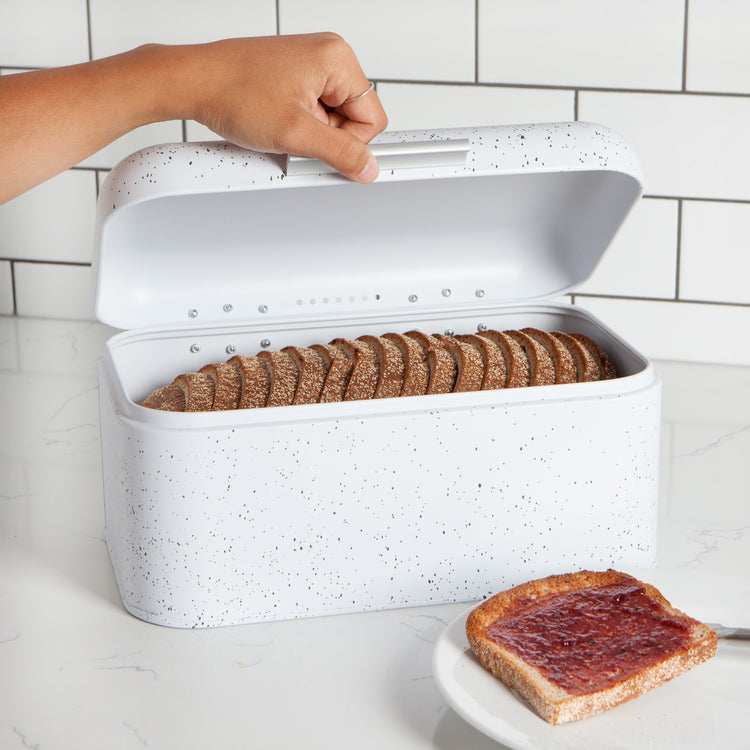 White Speckle Small Bread Bin