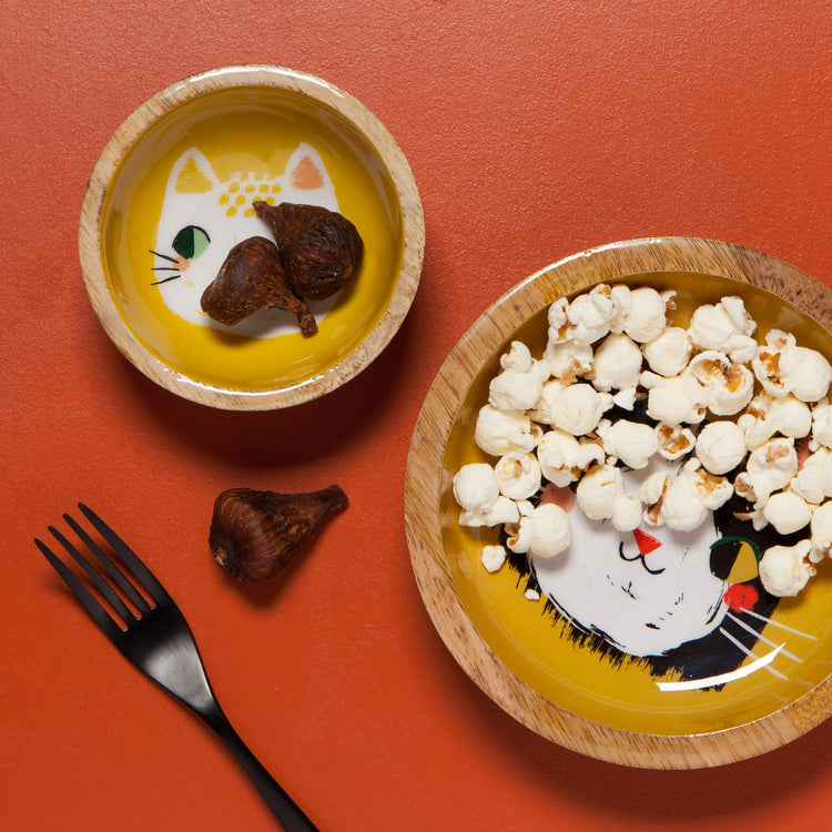 Meow Meow Mango Wood Mini Bowl