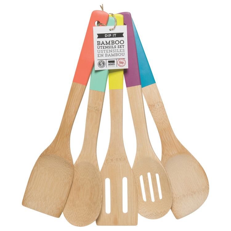 Bamboo Utensil Multi-Color Set of 5