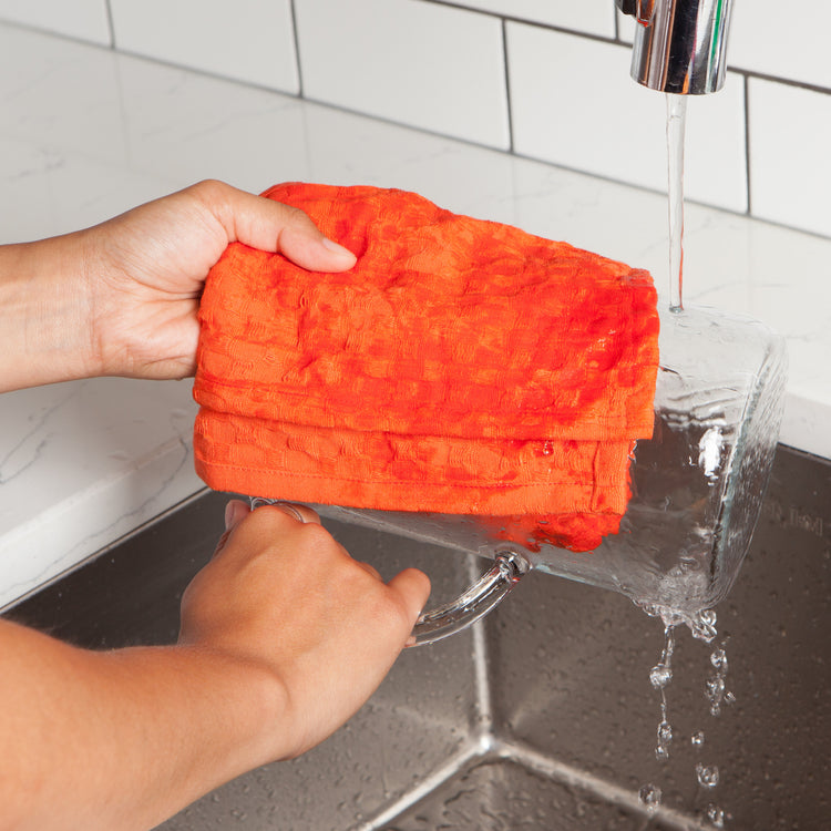 Mercantile Dishcloths in Basket Coral Set of 3