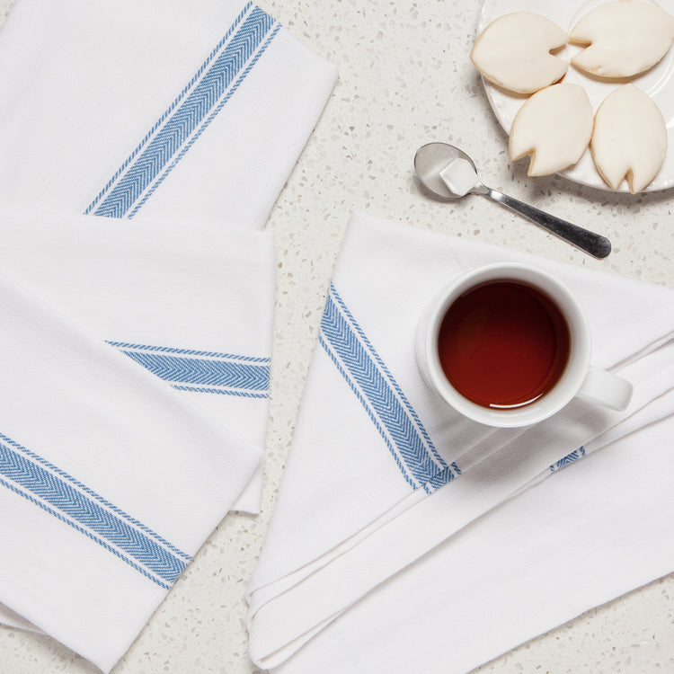 Brooklyn Stripe Delft Blue Dishtowels Set of 4