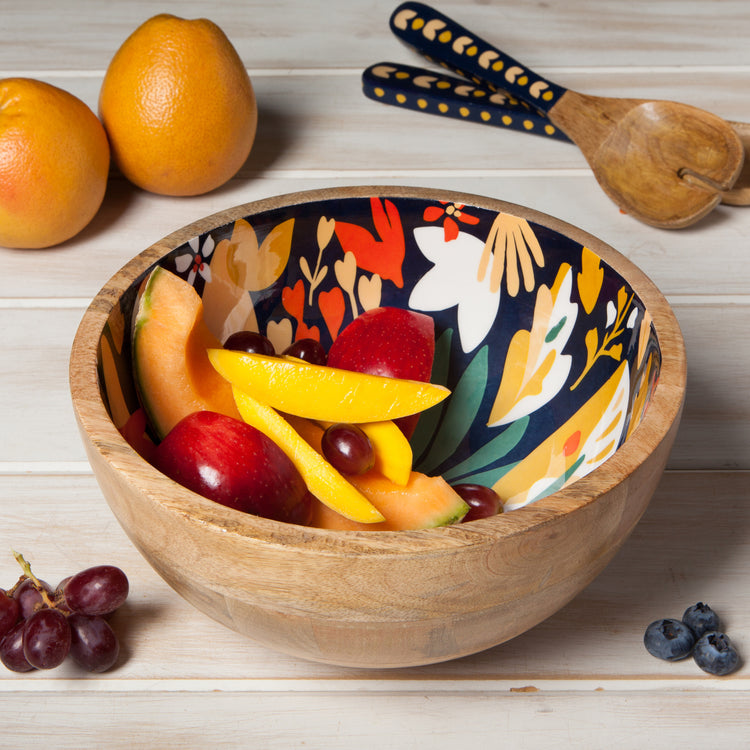 Superbloom Mango Wood Serving Bowl