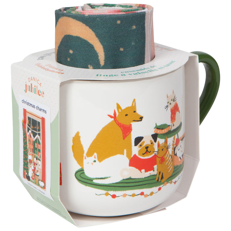 Waiting For Santa Christmas Mug and Dishtowel Set of 2