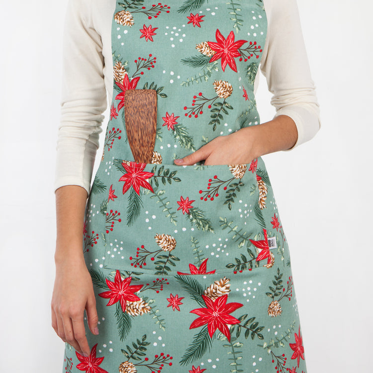 Poinsettia Cotton Chef's Apron