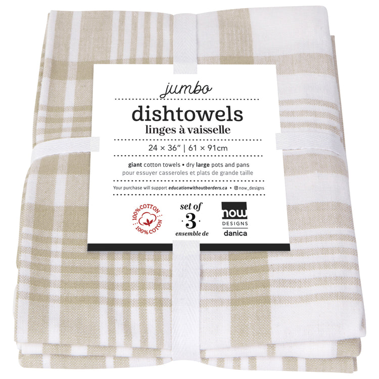 Jumbo Sandstone Dishtowels Set of 3