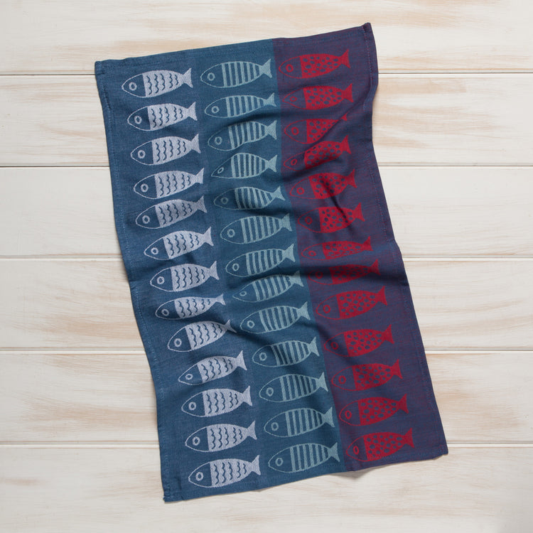 Litte Fish Woven Jacquard Dishtowel
