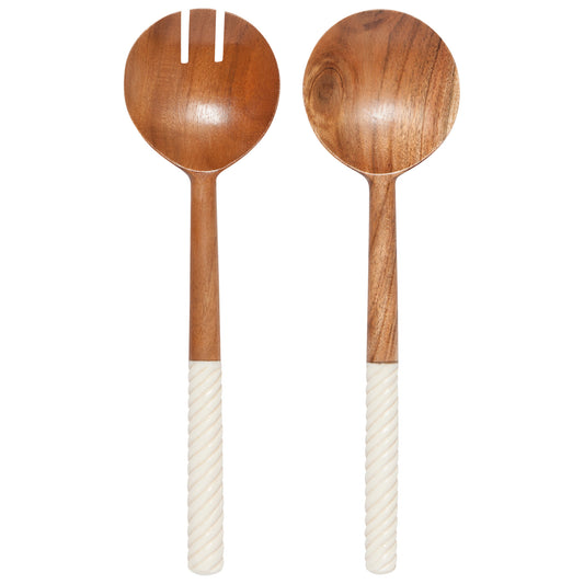Resin Acacia Wood Salad Servers Set of 2
