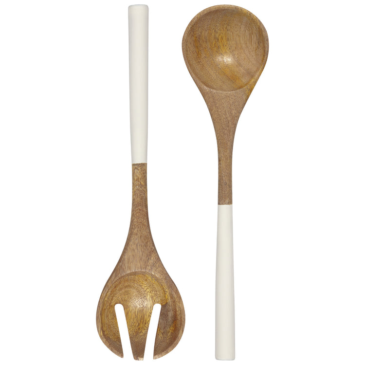 White Mango Wood Salad Servers Set of 2