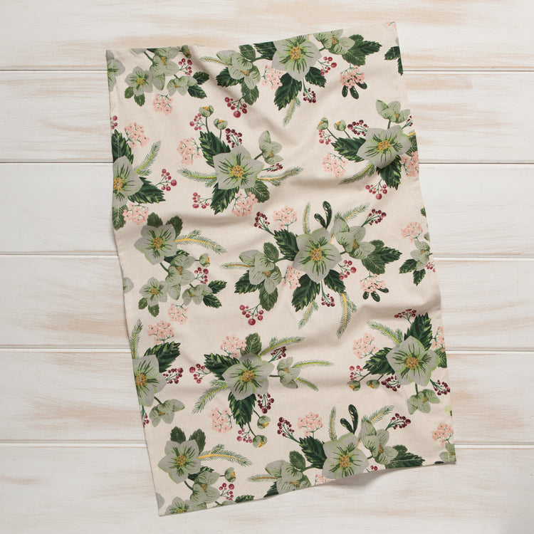 Winterblossom Printed Cotton Dishtowel