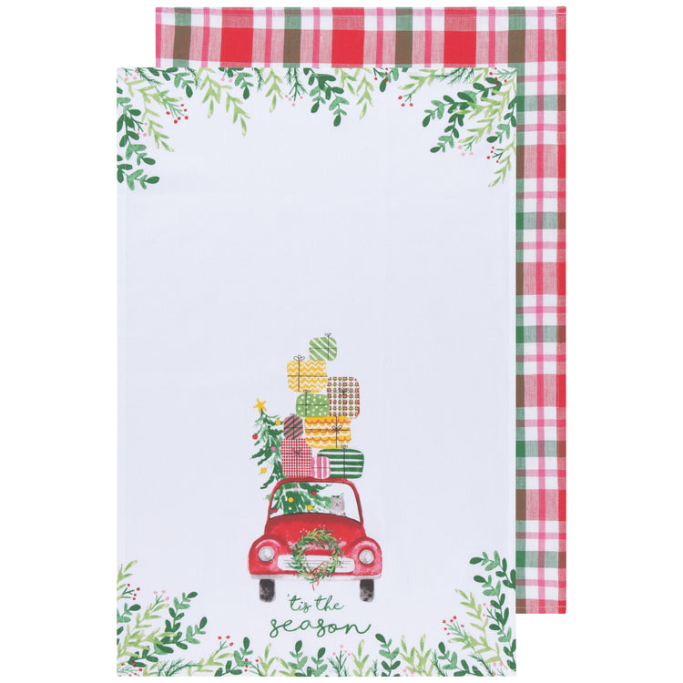 Winter Wheels Coordinated Dishtowels Set of 2