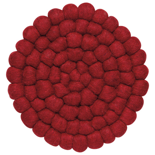 Chili Red Wool Felt Ball Trivet