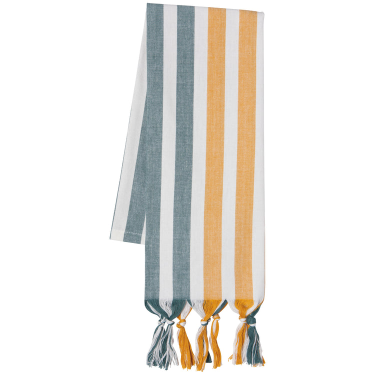 Lagoon Ochre Caban Stripe Dishtowel