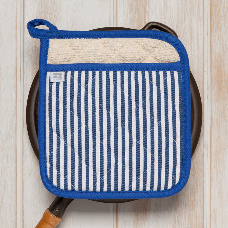 Superior Blue Narrow Stripe Pocket Potholder