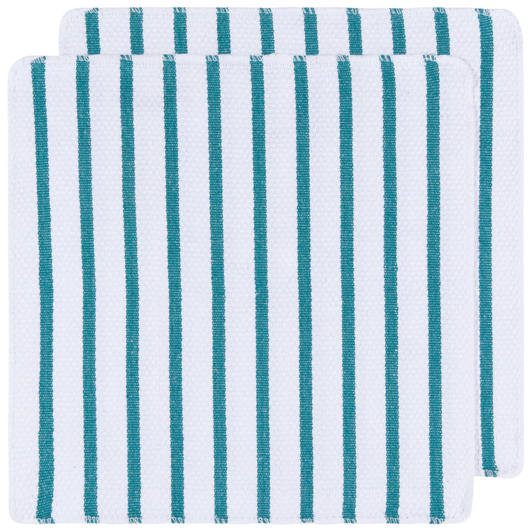 Basketweave Peacock Green Dishcloth Set of 2