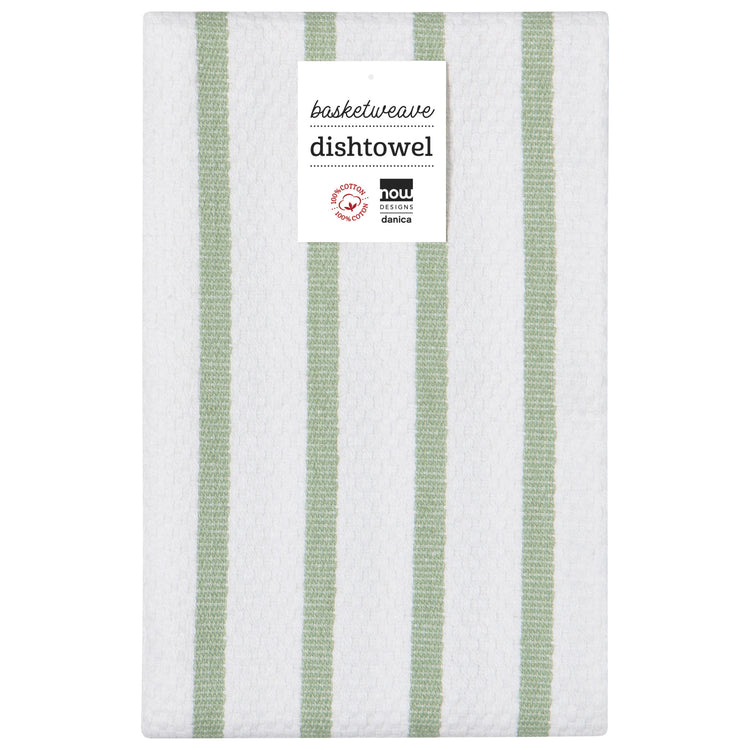 Basketweave Sage Green Dishtowel