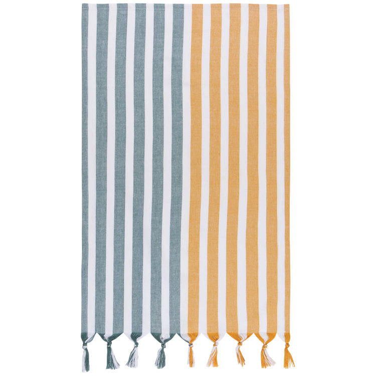 Lagoon Ochre Caban Stripe Dishtowel