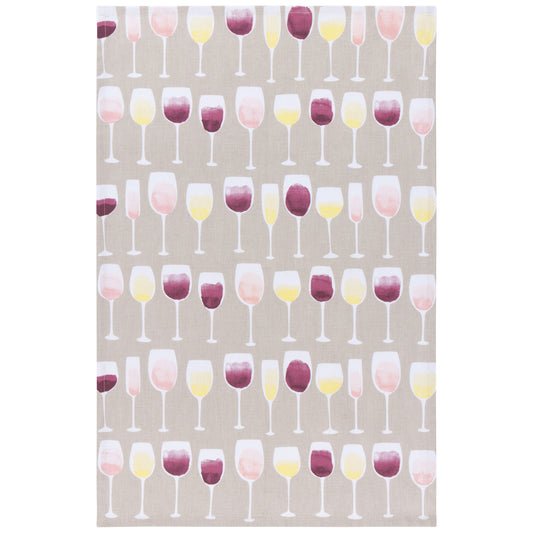 Wine Tasting Printed Cotton Dishtowel