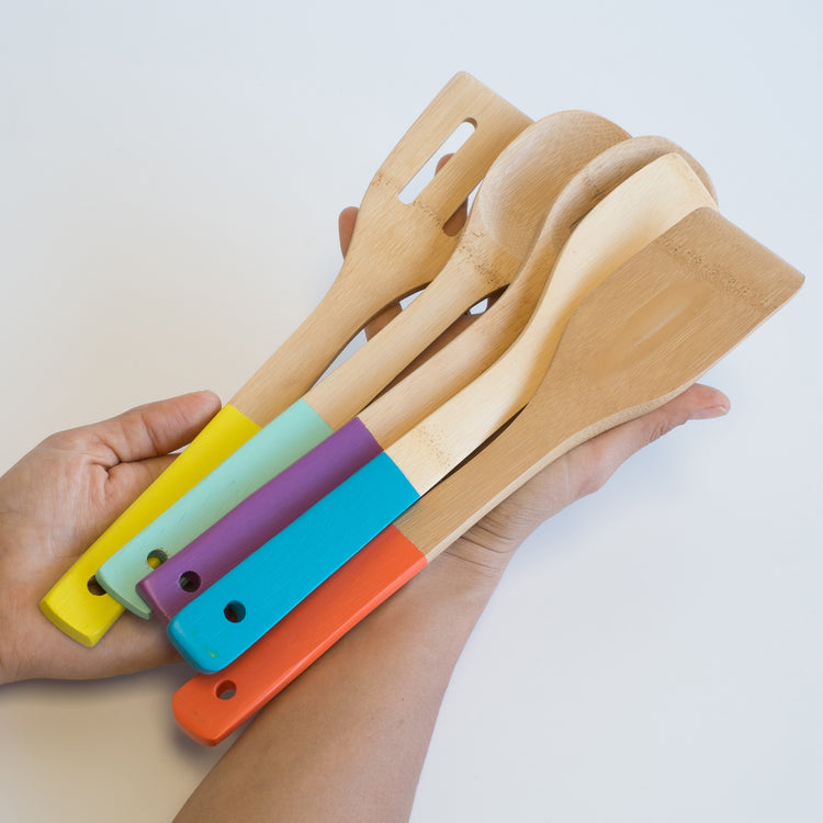 Bamboo Utensil Multi-Color Set of 5