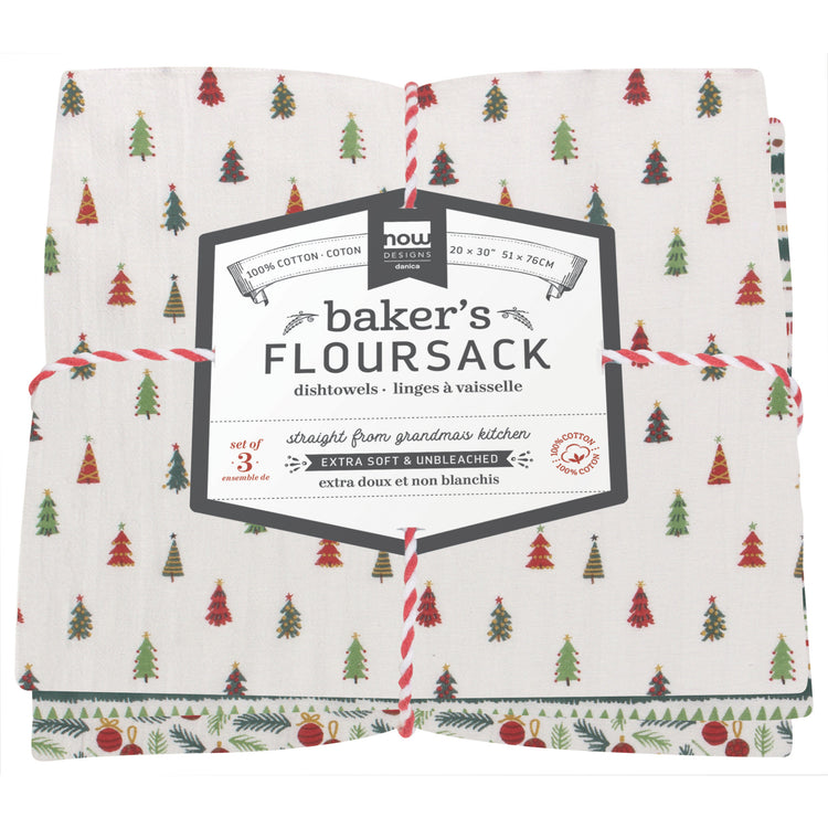 Merry And Bright Baker's Floursack Dishtowels Set of 3