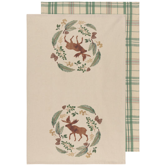 Winter Moose Coordinated Dishtowels Set of 3