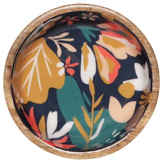 Superbloom Mango Wood Shallow Bowl