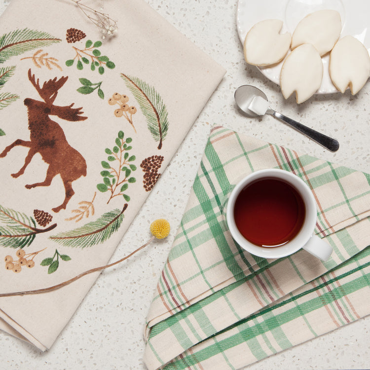 Winter Moose Coordinated Dishtowels Set of 3